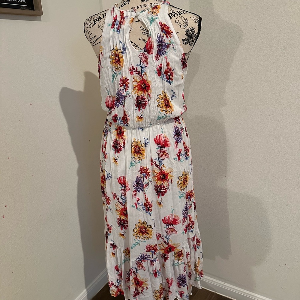 Stetson White Midi Dress with Red, Yellow & Purple Floral Print - Picture 3 of 4